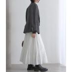 スカート 「洗える」ローン箔加工ティアードスカート