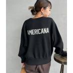 ニット セーター 「WEB先行予約」「Americana/アメリカーナ」 別注 ショート丈 バックロゴ スウェットライク クルーネックニット レディー