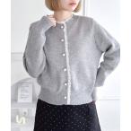 ニット セーター パールボタンレーストリムカーディガン レディース