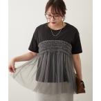 tシャツ チュールフリルドッキングTシャツ レディース