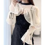 ワンピース 「mily bilet」オケージョンにも使えるチュールと花柄ブークレーの異素材ワンピース