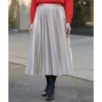 スカート 「洗える/ストレッチ性/オンオフ」箔プリントプリーツスカート