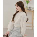 ニット セーター リボン刺繍フェザープルオーバー レディース