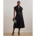 シャツワンピース バックルトリム コットンブレンド シャツドレス