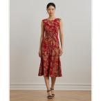 ショッピングエスニック ワンピース フローラル ツイストフロント ストレッチ ジャージー ドレス