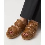 ショッピングベルト サンダル ダブルベルト フェイクファー サンダル レディース