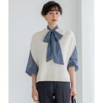 ショッピングジレ ベスト ジレ 「洗える」コットンリリー モックネックニットベスト レディース