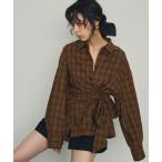 ショッピングリボン ブラウス シャツ ウエストアシメリボン長袖シャツ レディース