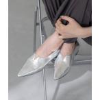 パンプス 2WAY ポインテッドトゥ ゴールドアクセント スリットパンプス