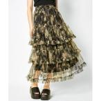 スカート 「ふんわりチュール×ティアード」レディース ロングスカート 軽やかシルエット 春夏秋