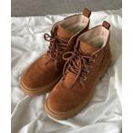 ブーツ 「裏ボア」タグデザインフラットフェイクムートンショートブーツ レディース