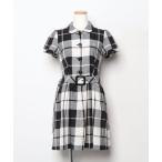 「BURBERRY」 チェック柄シャツワンピース 38 ブラック レディース