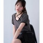 tシャツ ホルターネックドットトップス レディース