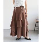 スカート スウェードフリルフレアースカート