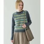 ショッピングジレ ベスト ジレ LE GLAZIK | ジャカード クルーネックニットベスト WOMEN レディース