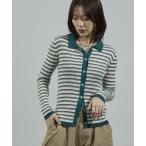 ニット セーター 「新色・サイズ追加」ウォッシャブル マルチボーダーポロニット/ ポロ襟 カーディガン， レディース