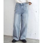 ジーンズ デニム デニムパンツ 「2サイズ展開」ラインストーンワイドパンツ レディース