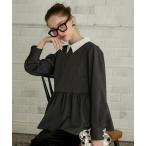 ブラウス シャツ 「BONLECILL noir」2wayクレリックパールボタンペプラムブラウス レディース