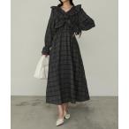 ワンピース 「Cherir Mignon」2wayオフショルギャザーチェック柄ワンピース