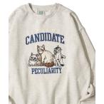 ショッピングポーション トレーナー スウェット 「POWER TO THE PEOPLE」裏起毛カレッジネコスウェットプルオーバー レディース メンズ