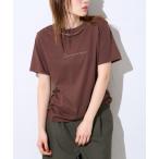 tシャツ 胸元フロントプリント 半袖サイロTシャツ/コットンTシャツ レディース