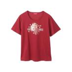 tシャツ リボンブーケプリントカットソー レディース