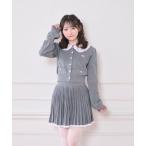 セットアップ コットンレースニットプリーツセットアップ レディース