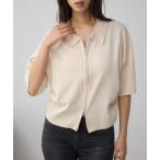 カーディガン Wジップポロカラーニ�