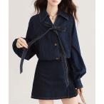 セットアップ リボン付きデニムセットアップ レディース