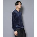 ショッピングベロア トレーナー スウェット ベロアプルオーバー Vネックスウェット メンズ