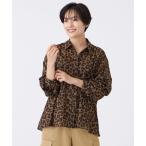 ショッピングサンヨー ブラウス シャツ 「接触冷感」「マシンウォッシャブル」パンサープリントペプラムシャツ レディース