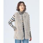 ショッピングハート ベスト ジレ ノーカラー フェイクファー ベスト レディース