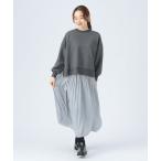 ショッピングハート ワンピース クルーネック ダンボール プルオーバー × フレアスカート