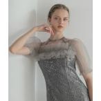 ドレス 「LEJA」チュールフラワースパンコールIラインワンピースドレス美脚効果結婚式 パーティードレス 成人式 二次会 同窓会 お呼ばれ オケージョ