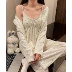 パジャマ ルームウェア ルームウエア小花柄3点セット レディース