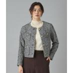 ジャケット ノーカラージャケット 「セットアップ可」ツイード ノーカラージャケット レディース