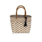 ショッピングカゴバッグ かごバッグ カゴバッグ タッセル付 メルカド ウーヴンバッグ かごバッグ ゴールド