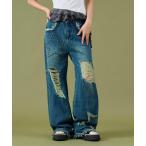 ジーンズ デニム デニムパンツ DISPARK/「25年秋冬新作」スタッズスターダメージデニム レディース