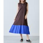 ワンピース 裾配色ニットワンピース