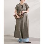 ワンピース 「追加」リネンハーフスリーブマキシフレアワンピース