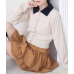 ショッピングケーブル ニット セーター シャギー襟ケーブルカーディガン レディース