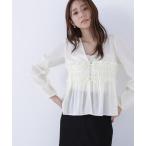 ショッピングブラウス ブラウス シャツ Ｖネックシャーリングペプラムブラウス レディース