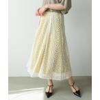 スカート 幾何ストライプレーススカート