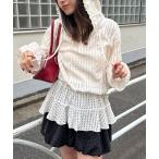 tシャツ 「2サイズ展開」ウエストゴムフリルフーディー レディース