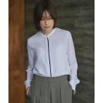 ショッピングバンド ブラウス シャツ BackSatinAmunzen バンドカラーブラウス レディース