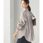 ブラウス シャツ 「手洗い可能」ストライプ フロント ヨーク スタンドカラー シャツ レディース