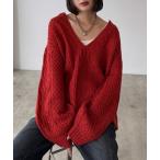 ショッピングケーブル ニット セーター WEB限定/ケーブルVネックプルオーバー レディース