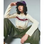 ニット セーター NUMBERING JACQUARD ZIP UP KNIT TOP レディース