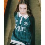 ニット セーター X-girl x UMBRO HALF ZIP JACQUARD KNIT TOP レディース メンズ