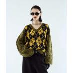 ショッピングアーガイル セーター ニット Argyle melange V-neck knit / アーガイルメランジVネックニット メンズ レディース